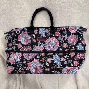 Vera Bradley Black and Pink Floral Expandable Travel Bag